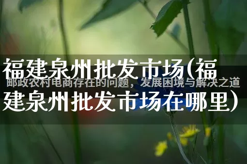 福建泉州批发市场(福建泉州批发市场在哪里)_https://www.rzcpcj.com_淘宝运营_第1张