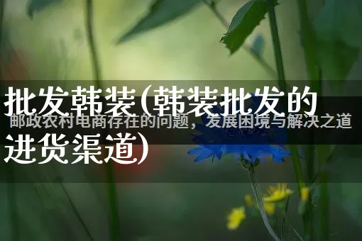 批发韩装(韩装批发的进货渠道)_https://www.rzcpcj.com_抖音快手_第1张