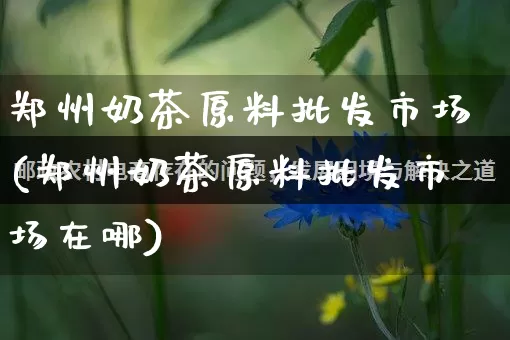 郑州奶茶原料批发市场(郑州奶茶原料批发市场在哪)_https://www.rzcpcj.com_抖音快手_第1张