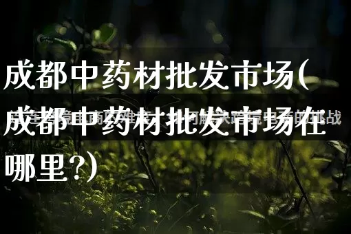 成都中药材批发市场(成都中药材批发市场在哪里?)_https://www.rzcpcj.com_淘宝运营_第1张