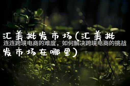 汇美批发市场(汇美批发市场在哪里)_https://www.rzcpcj.com_淘宝运营_第1张