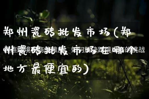 郑州瓷砖批发市场(郑州瓷砖批发市场在哪个地方最便宜的)_https://www.rzcpcj.com_天猫运营_第1张