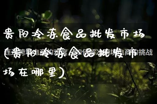 贵阳冷冻食品批发市场(贵阳冷冻食品批发市场在哪里)_https://www.rzcpcj.com_天猫运营_第1张