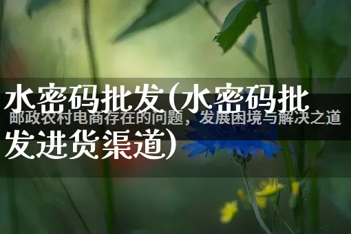 水密码批发(水密码批发进货渠道)_https://www.rzcpcj.com_代运营_第1张