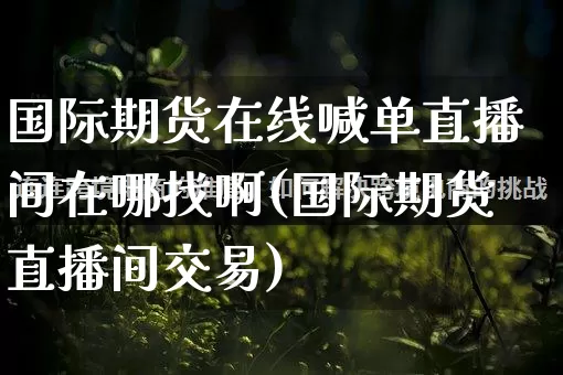 国际期货在线喊单直播间在哪找啊(国际期货直播间交易)_https://www.rzcpcj.com_直通车_第1张