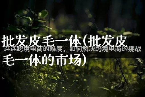 批发皮毛一体(批发皮毛一体的市场)_https://www.rzcpcj.com_抖音快手_第1张