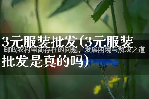 3元服装批发(3元服装批发是真的吗)_https://www.rzcpcj.com_天猫运营_第1张