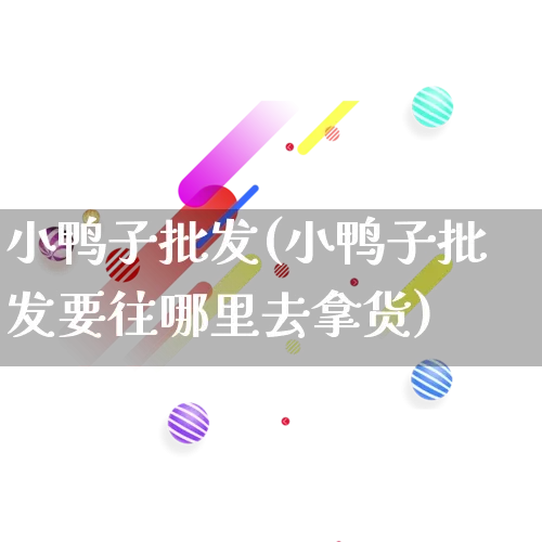 小鸭子批发(小鸭子批发要往哪里去拿货)_https://www.rzcpcj.com_直通车_第1张