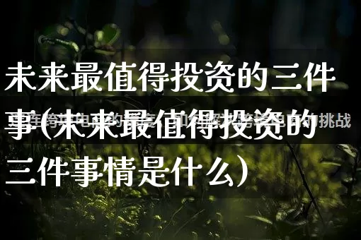 未来最值得投资的三件事(未来最值得投资的三件事情是什么)_https://www.rzcpcj.com_淘宝运营_第1张