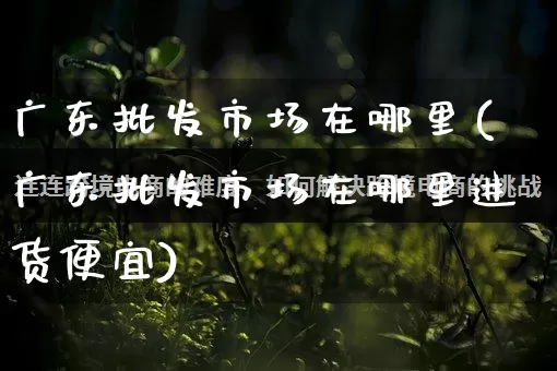 广东批发市场在哪里(广东批发市场在哪里进货便宜)_https://www.rzcpcj.com_淘宝运营_第1张