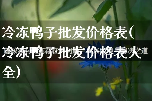 冷冻鸭子批发价格表(冷冻鸭子批发价格表大全)_https://www.rzcpcj.com_淘宝运营_第1张