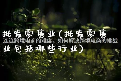 批发零售业(批发零售业包括哪些行业)_https://www.rzcpcj.com_天猫运营_第1张