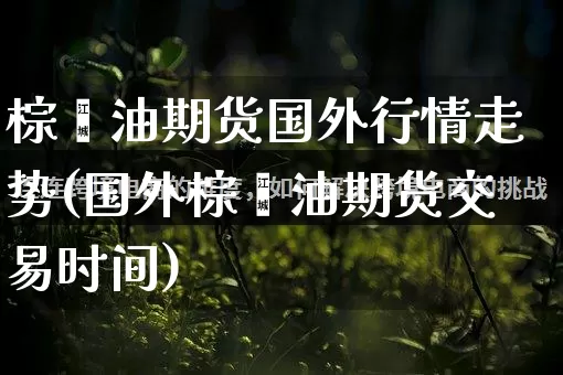 棕榈油期货国外行情走势(国外棕榈油期货交易时间)_https://www.rzcpcj.com_直通车_第1张