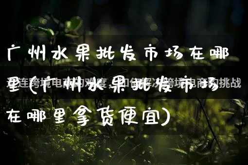 广州水果批发市场在哪里(广州水果批发市场在哪里拿货便宜)_https://www.rzcpcj.com_淘宝运营_第1张