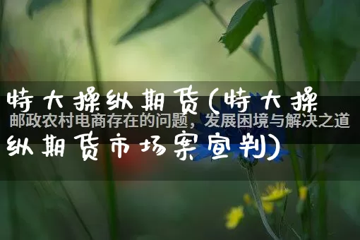 特大操纵期货(特大操纵期货市场案宣判)_https://www.rzcpcj.com_天猫运营_第1张