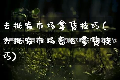 去批发市场拿货技巧(去批发市场怎么拿货技巧)_https://www.rzcpcj.com_抖音快手_第1张