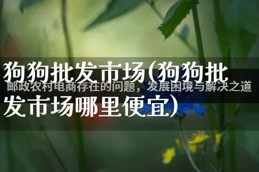 狗狗批发市场(狗狗批发市场哪里便宜)_https://www.rzcpcj.com_直通车_第1张