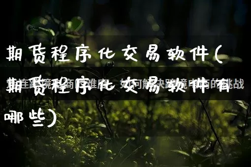 期货程序化交易软件(期货程序化交易软件有哪些)_https://www.rzcpcj.com_开网店_第1张