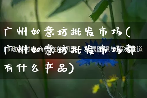 广州如意坊批发市场(广州如意坊批发市场都有什么产品)_https://www.rzcpcj.com_天猫运营_第1张