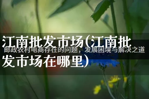 江南批发市场(江南批发市场在哪里)_https://www.rzcpcj.com_淘宝运营_第1张