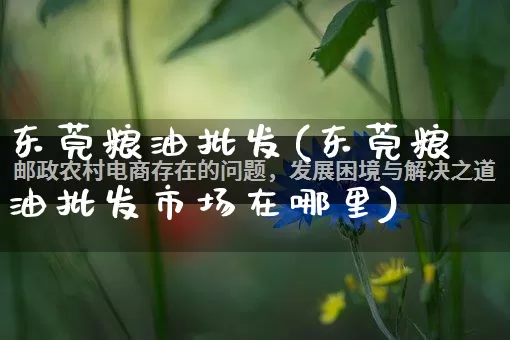 东莞粮油批发(东莞粮油批发市场在哪里)_https://www.rzcpcj.com_代运营_第1张