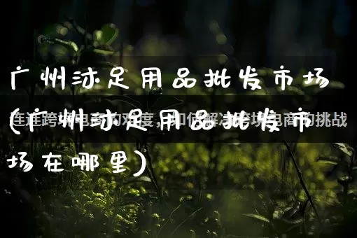 广州沐足用品批发市场(广州沐足用品批发市场在哪里)_https://www.rzcpcj.com_抖音快手_第1张