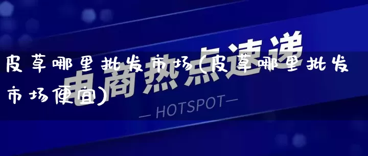 皮草哪里批发市场(皮草哪里批发市场便宜)_https://www.rzcpcj.com_抖音快手_第1张