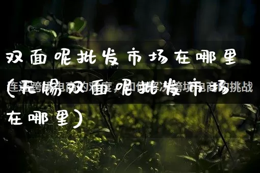 双面呢批发市场在哪里(无锡双面呢批发市场在哪里)_https://www.rzcpcj.com_抖音快手_第1张