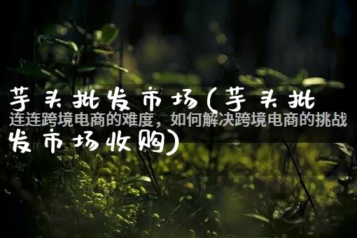 芋头批发市场(芋头批发市场收购)_https://www.rzcpcj.com_天猫运营_第1张