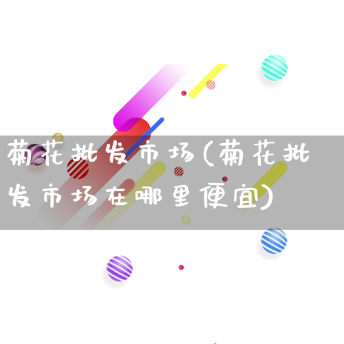 菊花批发市场(菊花批发市场在哪里便宜)_https://www.rzcpcj.com_抖音快手_第1张