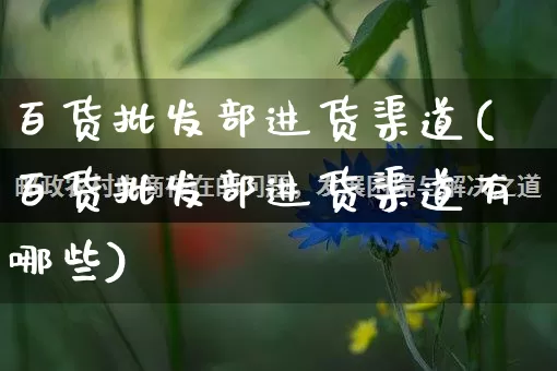 百货批发部进货渠道(百货批发部进货渠道有哪些)_https://www.rzcpcj.com_抖音快手_第1张